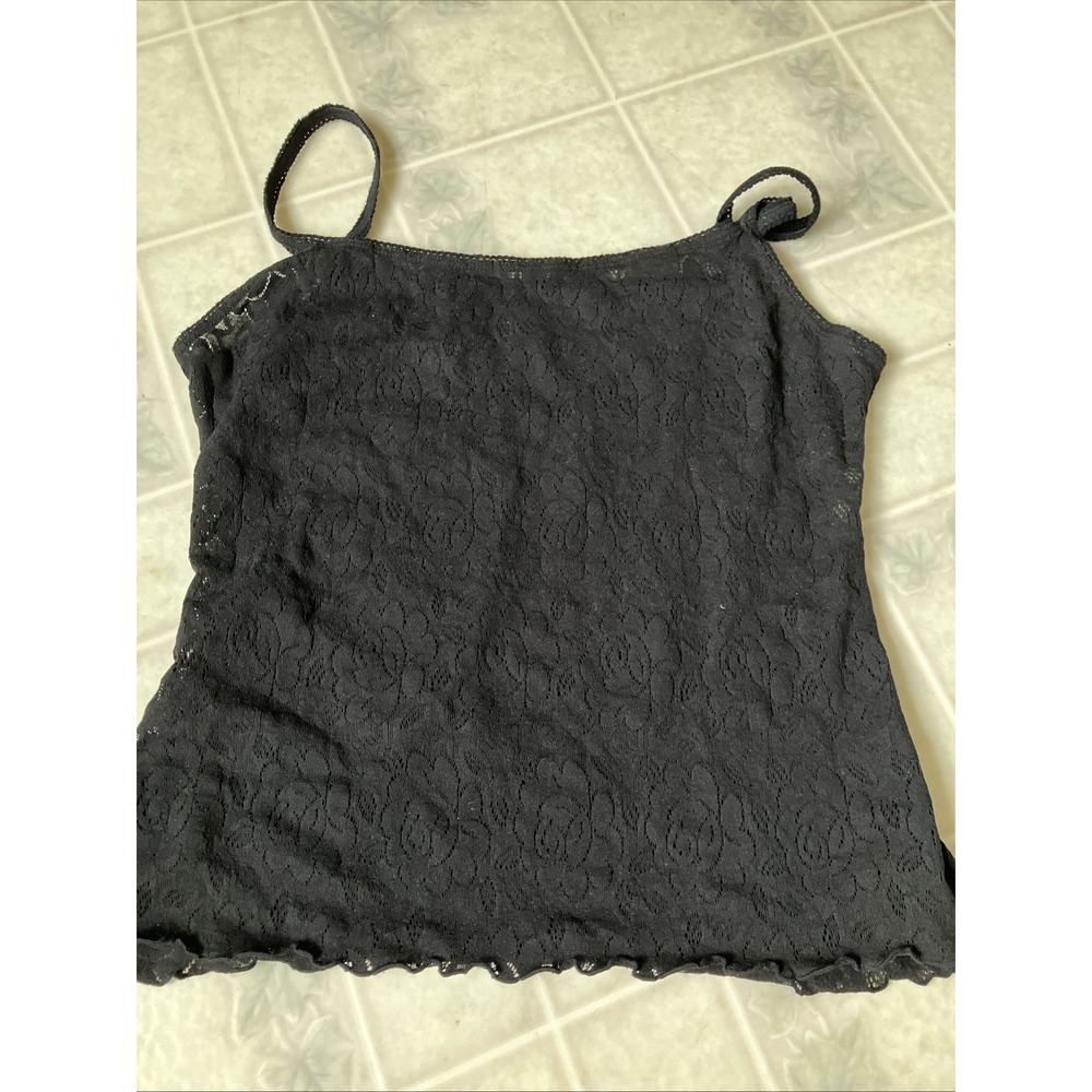 VTG Maidenform size 36 camisole black stretch lace‎ lingerie style 40971